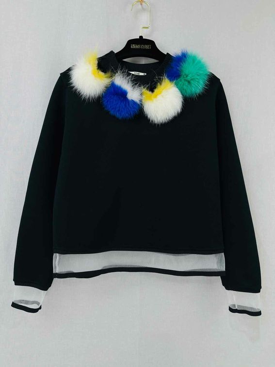 Fendi Pom Pom Black Multicolor Handbag
