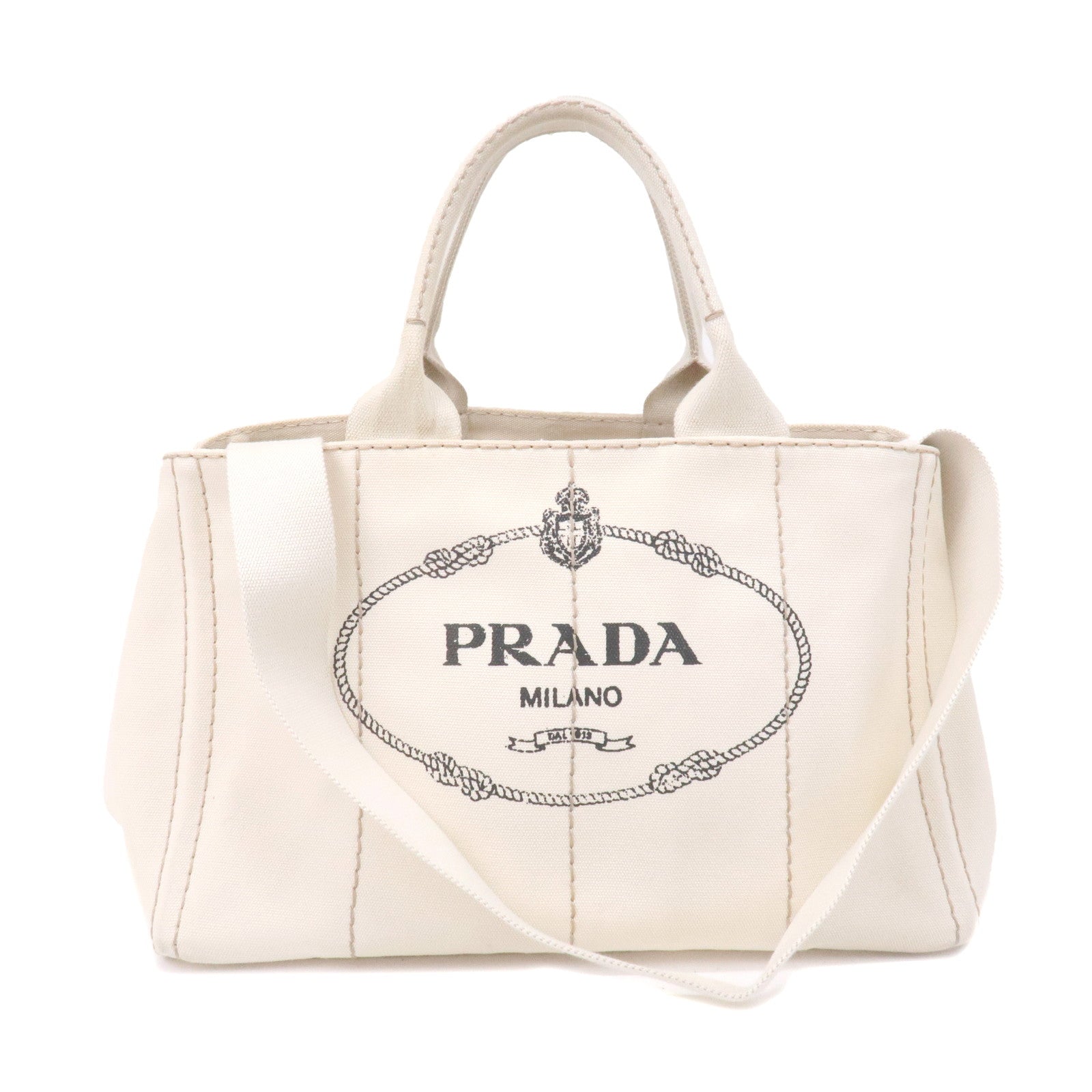 Prada Prada Logo Canapa Canvas 2Way Tote Bag Ivory