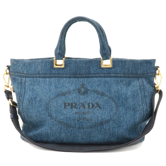 Prada Prada Leather 2Way Bag Hand Shoulder Bag Blue