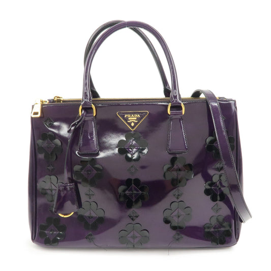 Prada Shoulder Bag 2Way Flower Motif d 2 Leather Patent