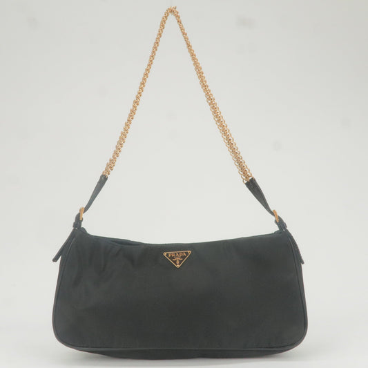 Prada Prada Nylon Chain Shoulder Bag Rose Gold Nero