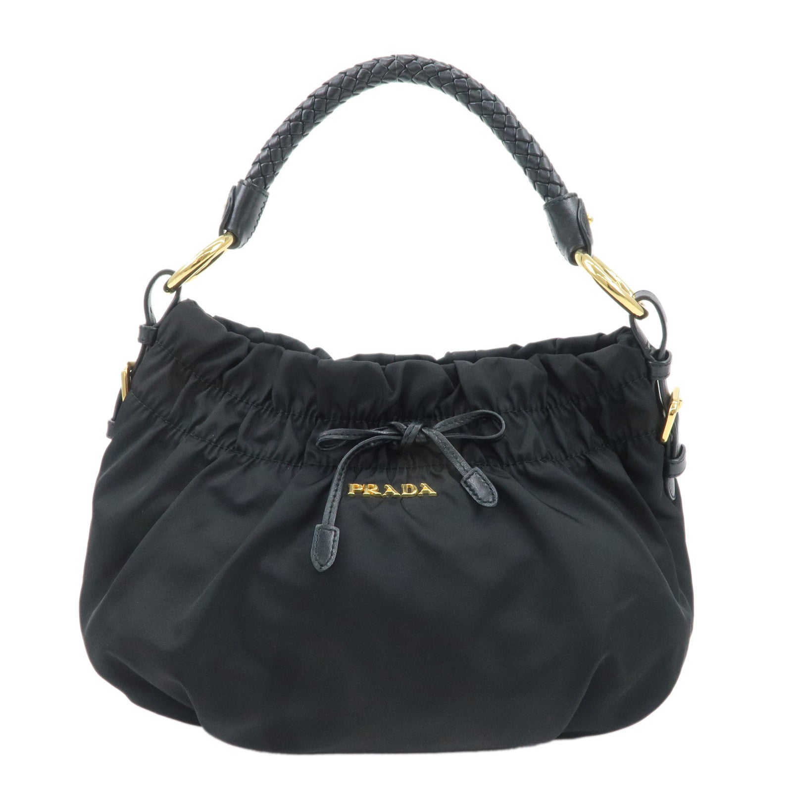 Prada Shoulder Bag d 2 Leather Nylon Black