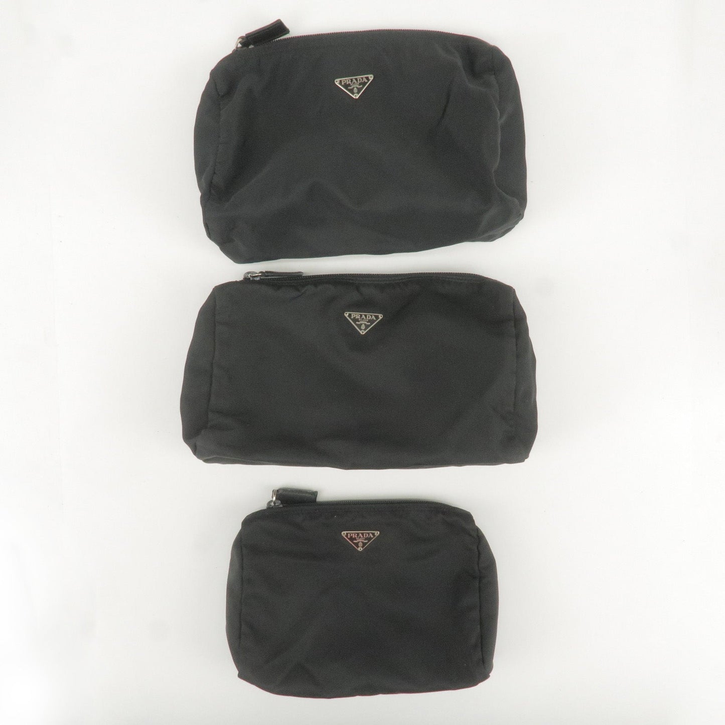 Prada Prada Set Of 3 Logo Nylon Cosmetic Pouch Clutch Bag