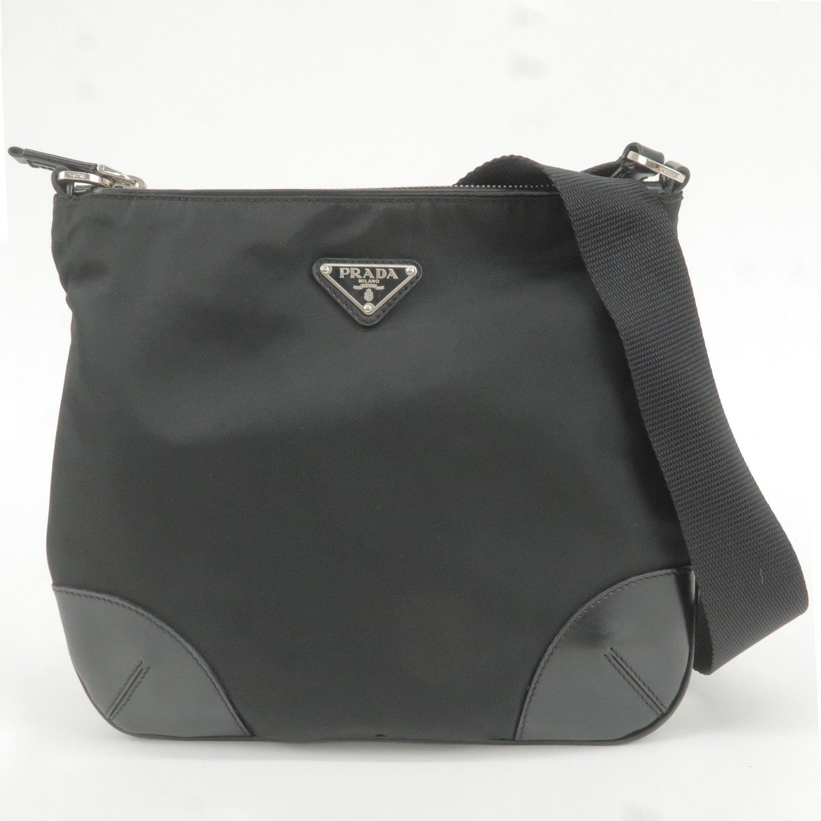 Prada Prada Logo Nylon Leather Shoulder Bag Nero Black Black 35908 14