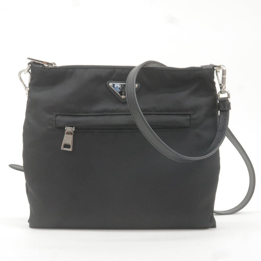 Prada Prada Logo Nylon Leather Shoulder Bag Black Noir