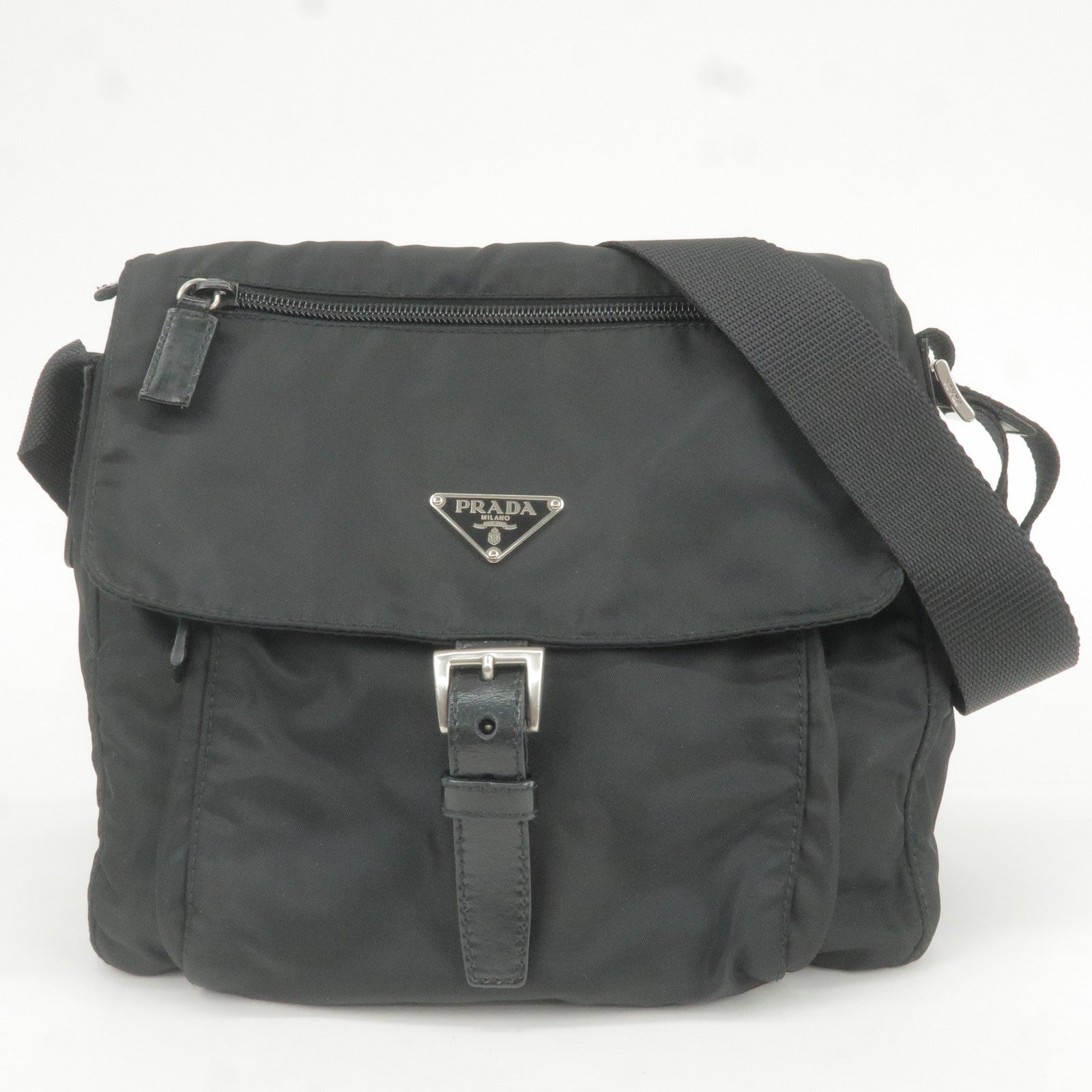Prada Prada Logo Nylon Leather Shoulder Bag Purse Bag