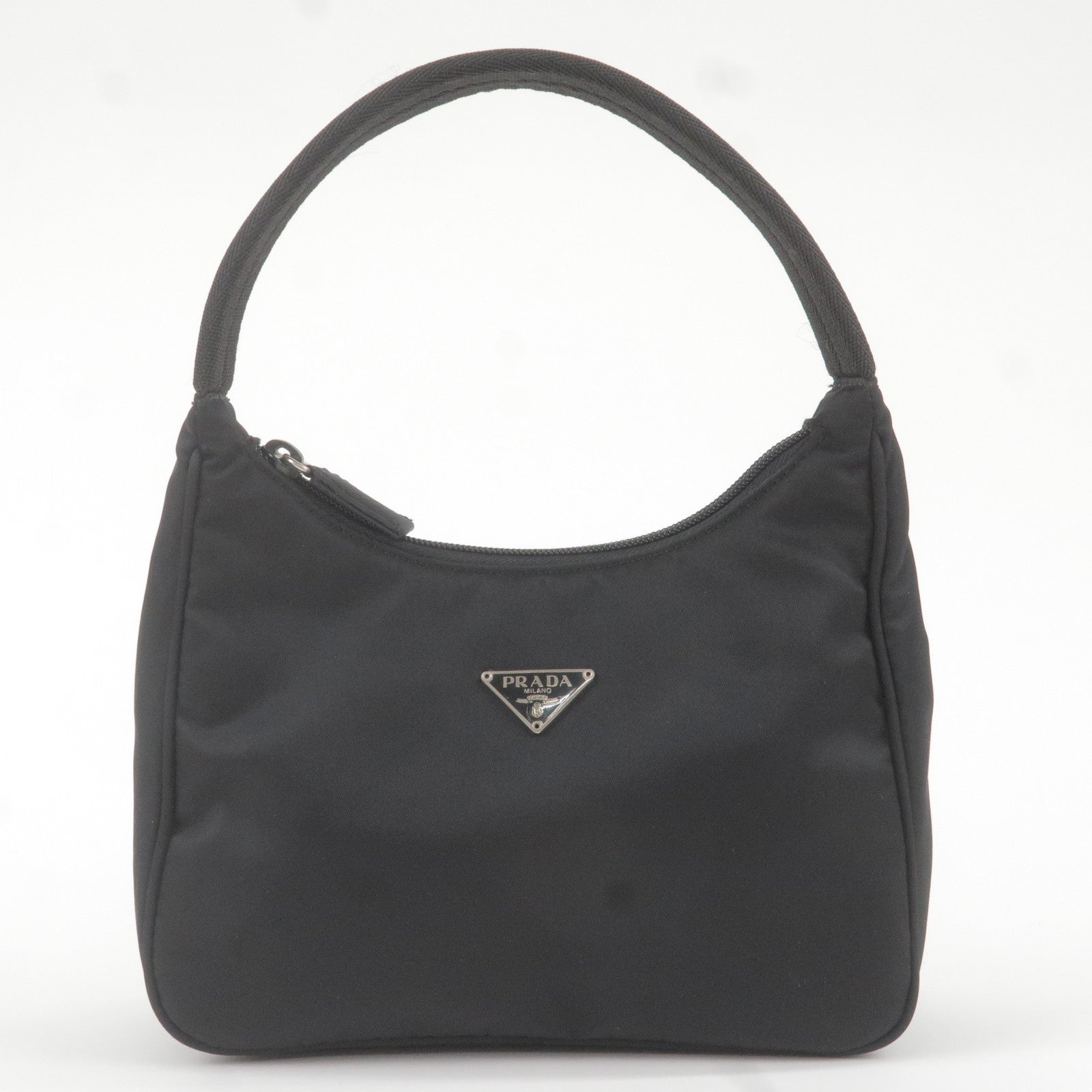 Prada Prada Logo Nylon Hand Bag Pouch Purse Nero Travel Bag