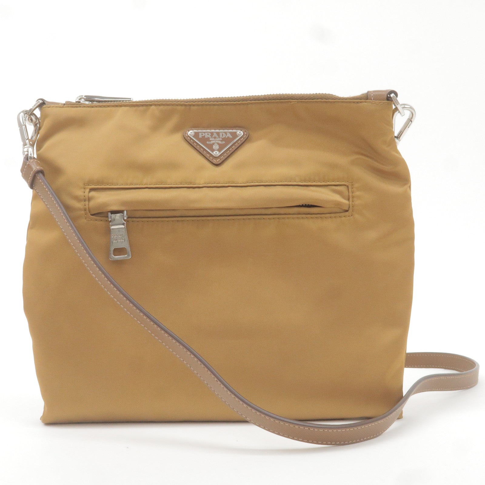 Prada Prada Logo Nylon Leather Shoulder Bag Crossbody Bag Brown 36698 16