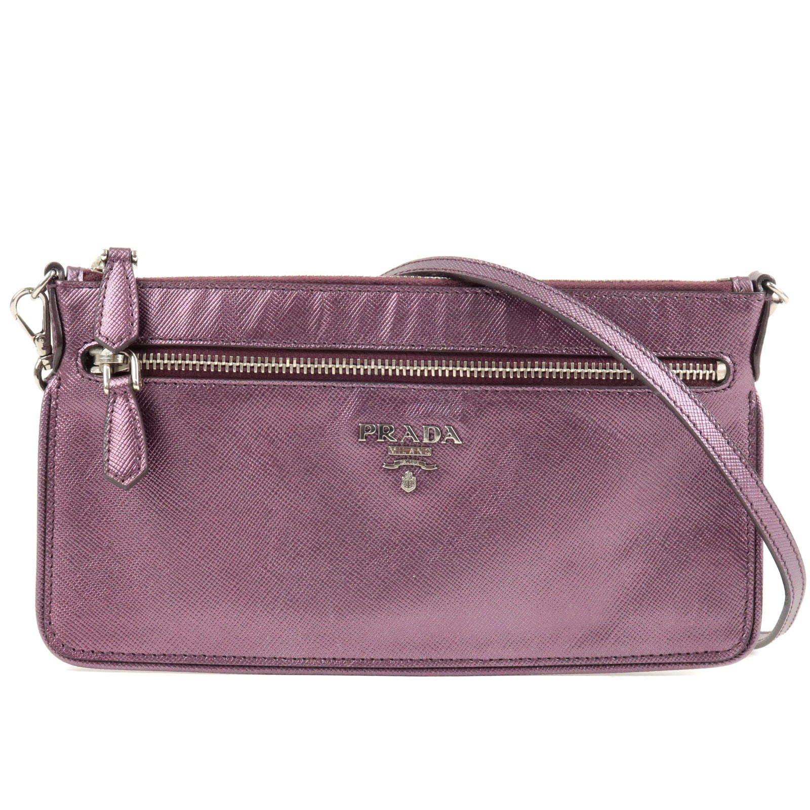 Prada Prada Leather 2 Way Shoulder Bag Pouch Purple