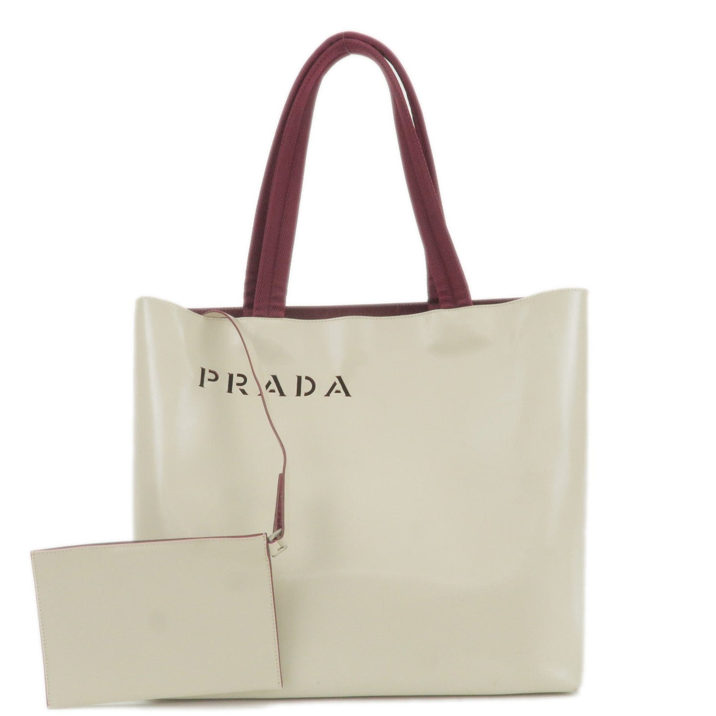 Prada Prada Leather Canvas Tote Bag Hand Bag Greige