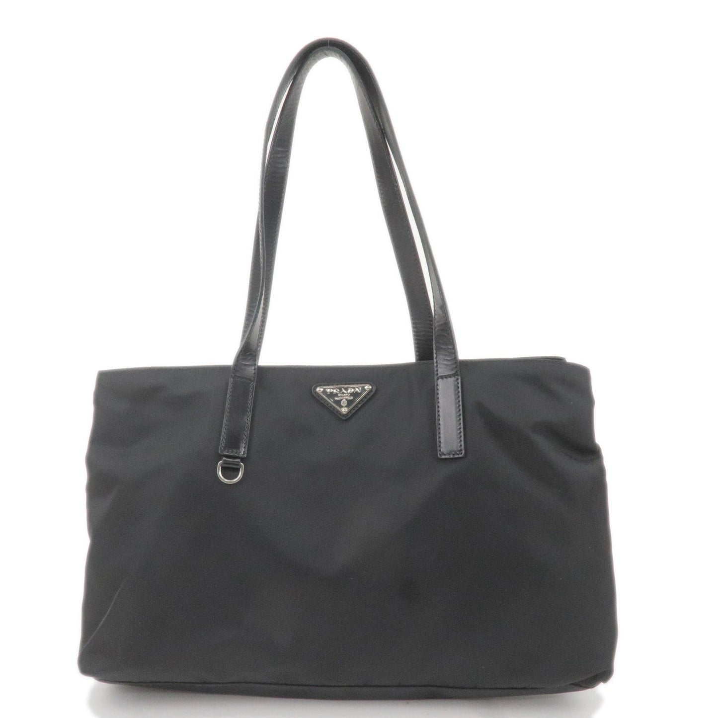 Prada Prada Logo Nylon Leather Tote Bag Hand Bag Black 36177 4