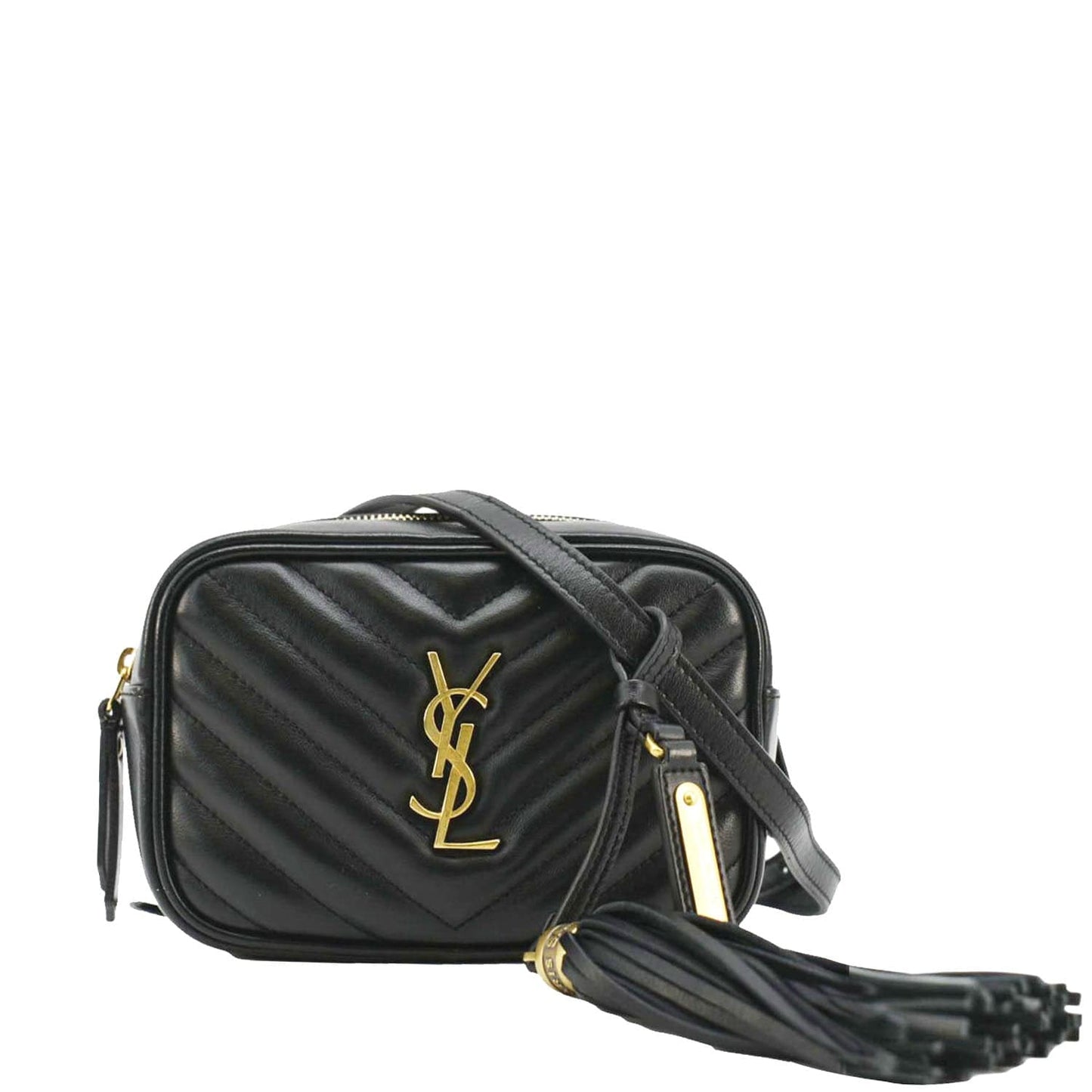 YSL Saint Laurent Yves Lou Calfskin Crossbody Belt Bag Leather Black