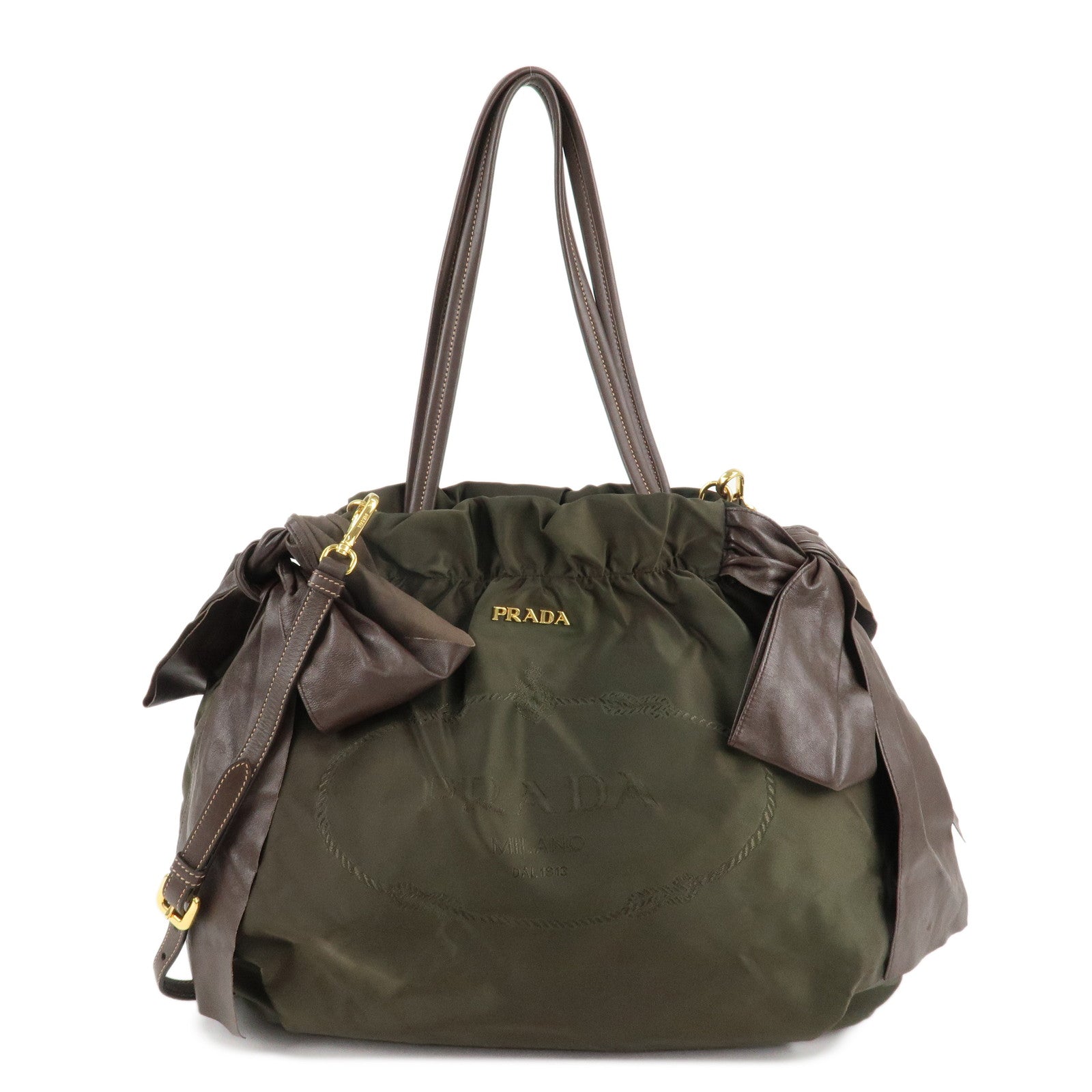 Prada Shoulder Bag Ribbon 2Way Bag Hand Bag d Leather Nylon