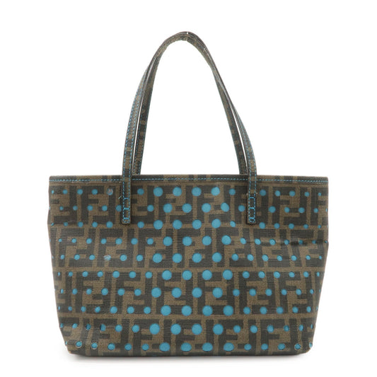 Fendi Tote Bag Zucca PVC Punching d Nylon Black Brown
