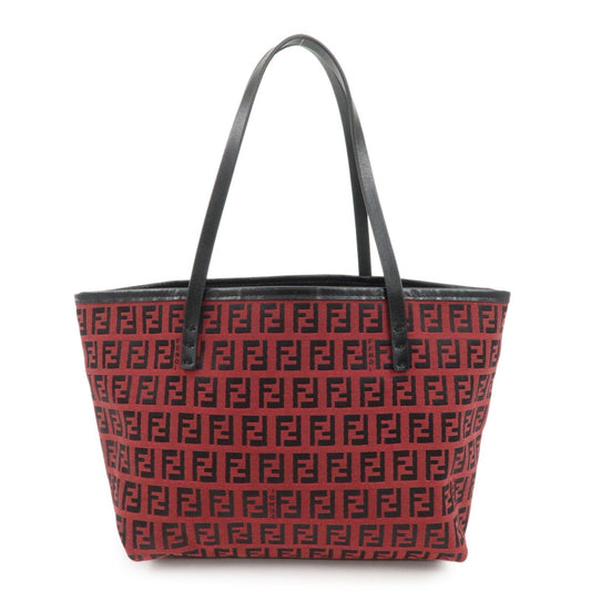 Fendi Tote Bag Zucchino d Leather Canvas Black