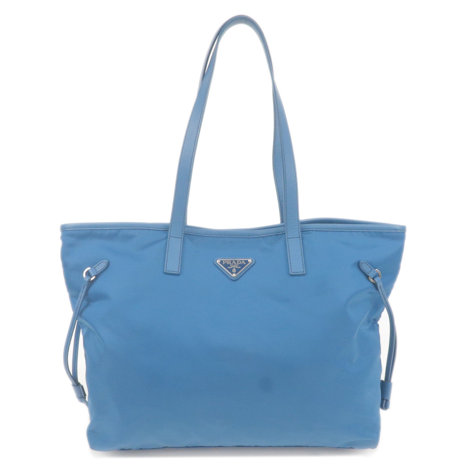 Prada Prada Logo Nylon Leather Tote Bag Hand Bag Blue 36235 13