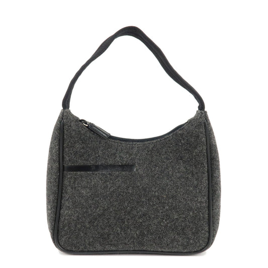 Prada Shoulder Bag Felt Hand Bag d Leather Black Gray