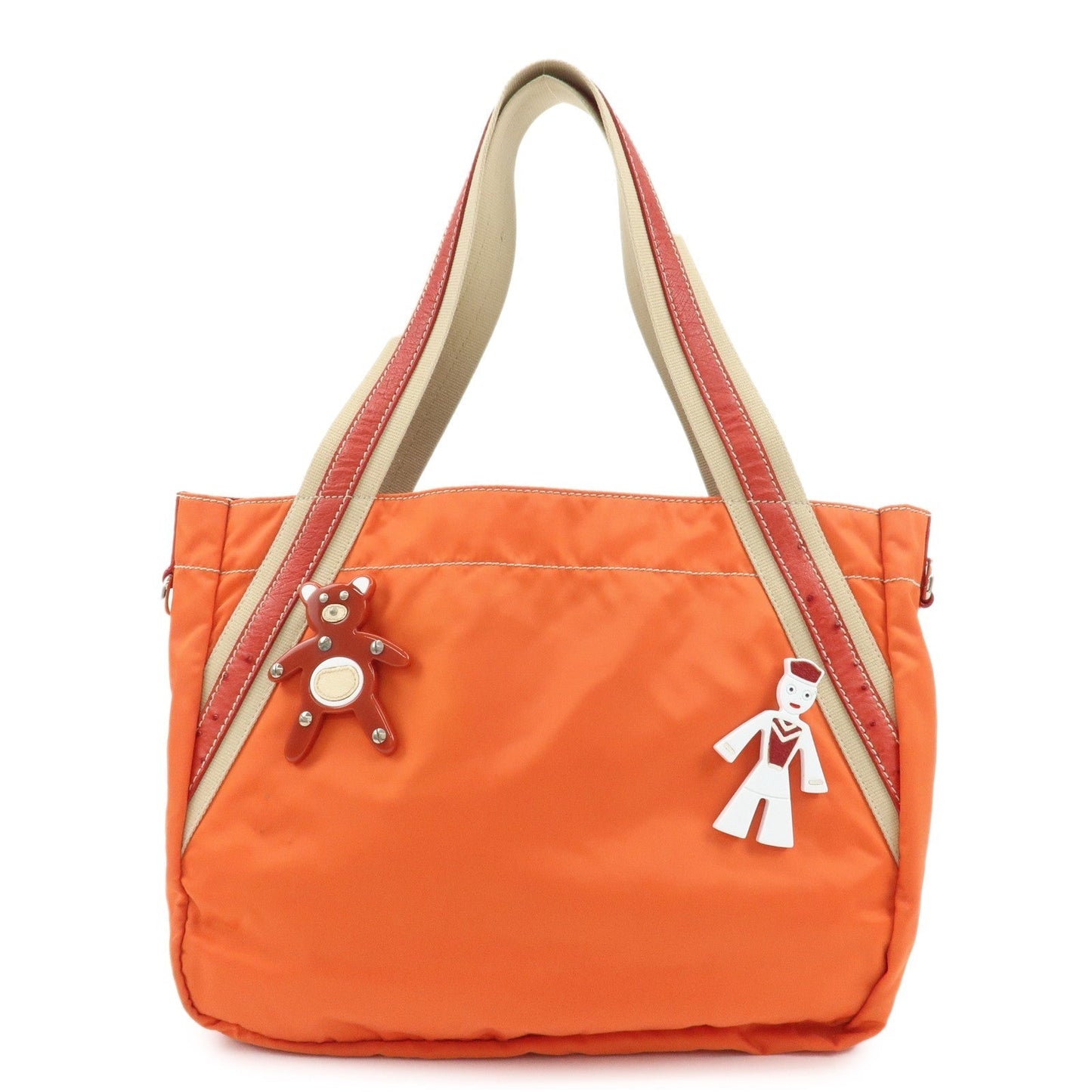 Tote Bag Ostrich Bear d Leather Canvas Nylon