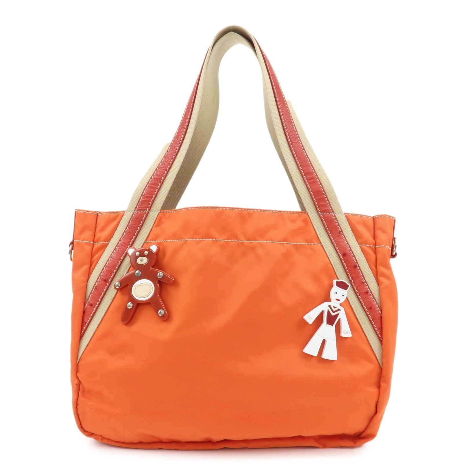 Tote Bag Ostrich Bear d Leather Canvas Nylon
