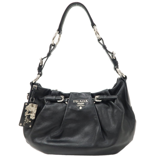 Prada Prada Logo Leather Shoulder Bag Hand Bag Black