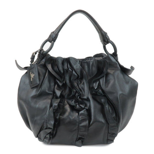 Prada Shoulder Bag Gathered Hand Bag d Leather Black