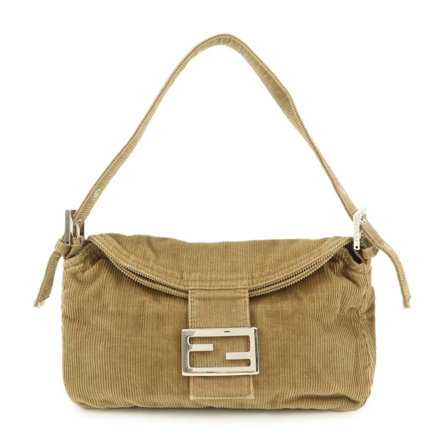 Fendi Shoulder Bag Mamma Baguette Corduroy Khaki d