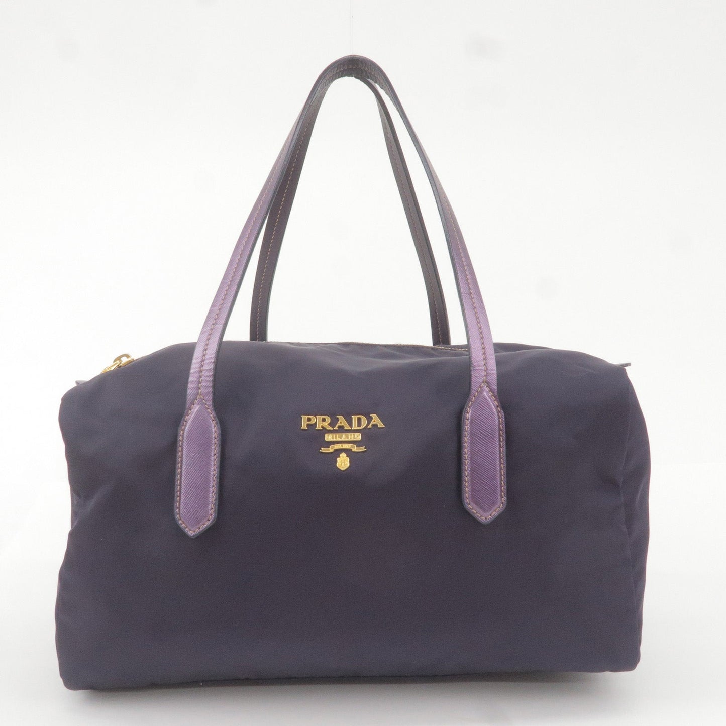 Prada Prada Nylon Leather Boston Bag Shoulder Bag Purple