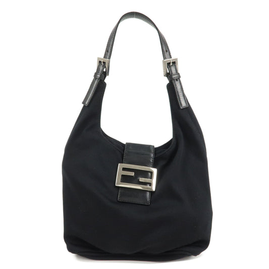 Fendi Shoulder Bag Cotton d Leather Black
