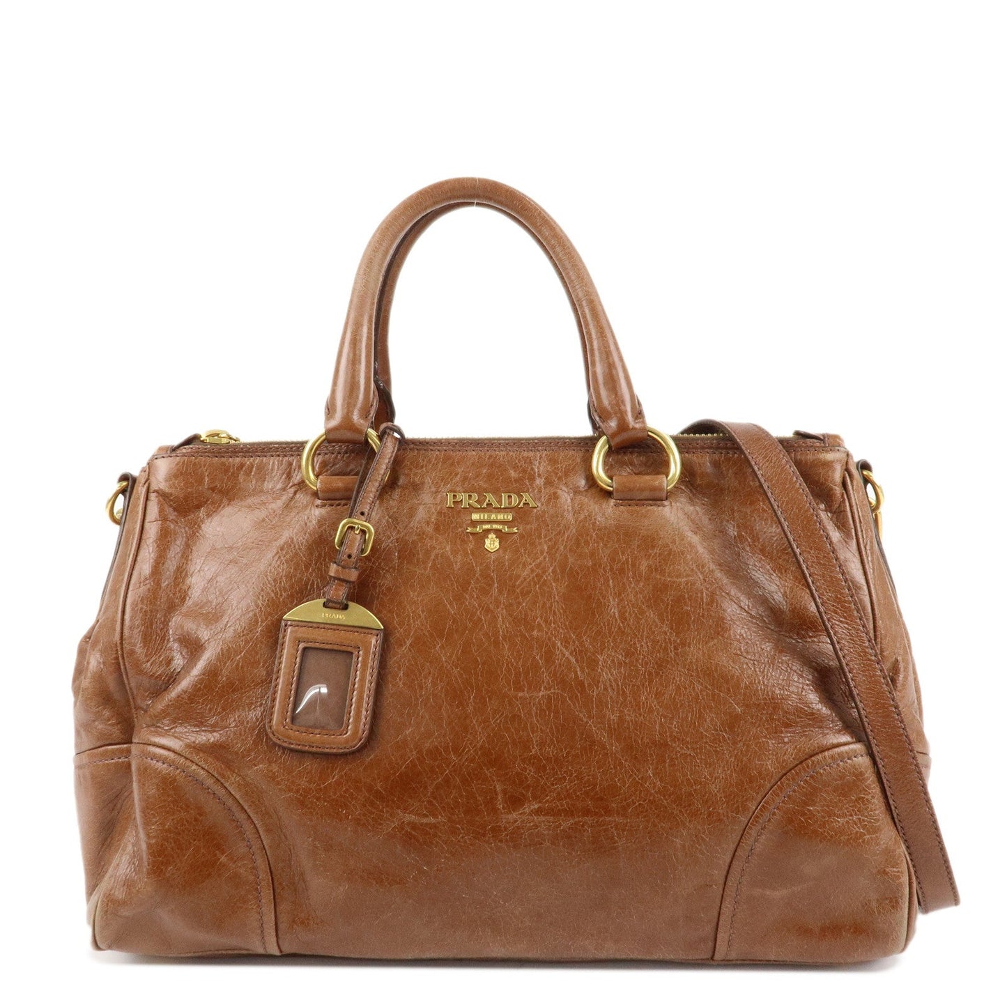 Prada Shoulder Bag 2Way Bag Hand Bag d 7 Leather Brown