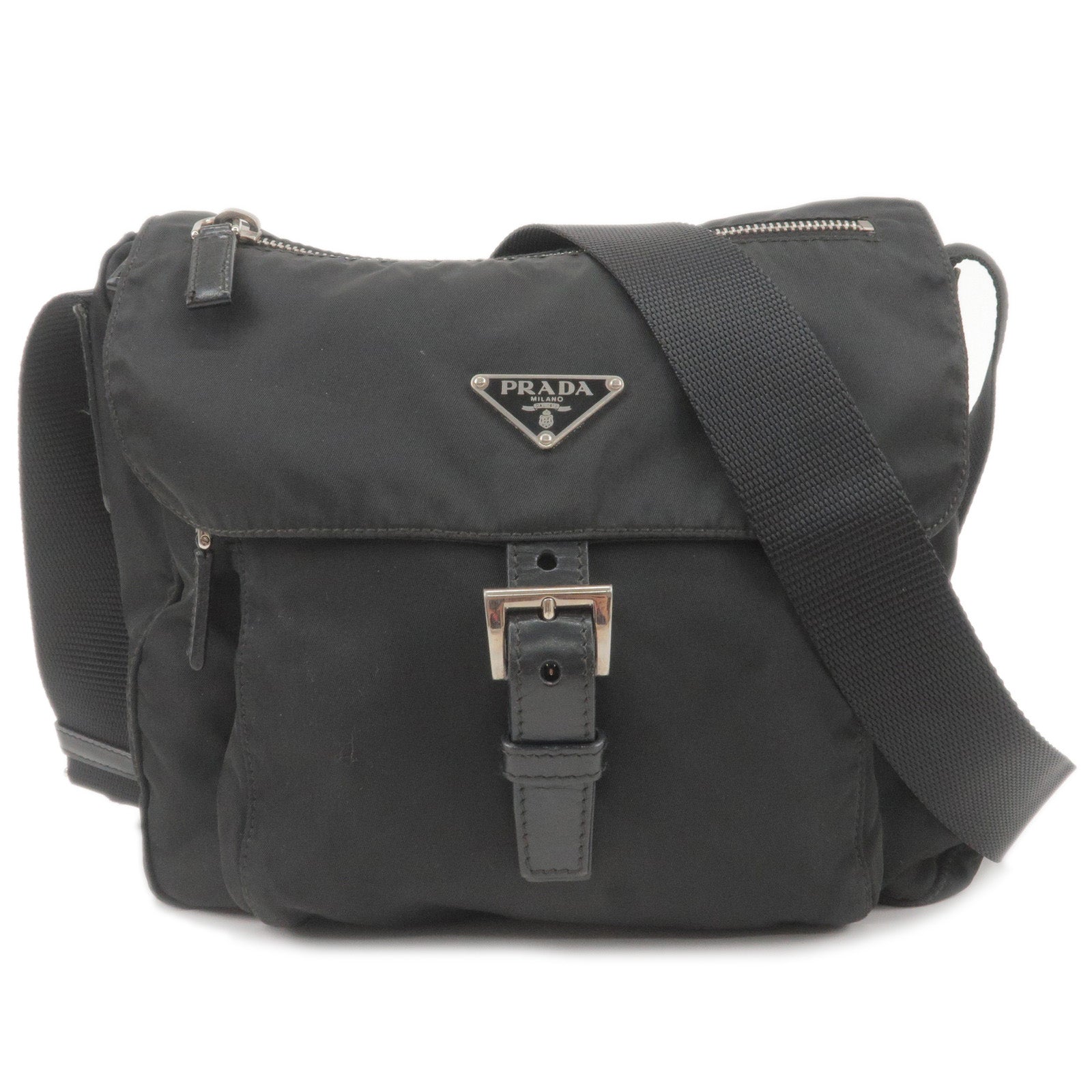 Prada Prada Nylon Leather Shoulder Bag Nero Black Bt8994