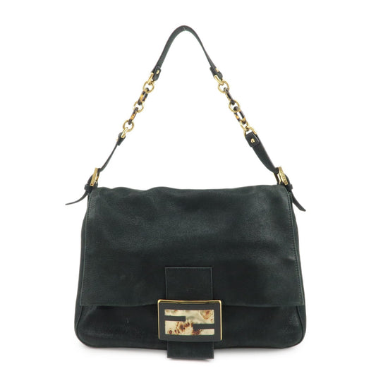 Fendi Shoulder Bag Mamma Baguette d Leather Black Gold