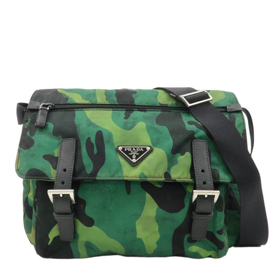 Shoulder Bag Camouflage d Leather Nylon Black