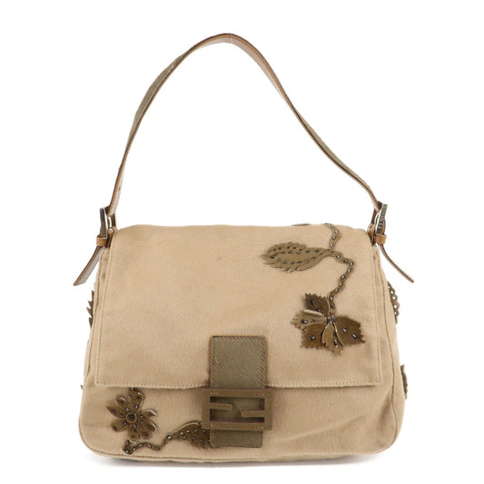 Fendi Shoulder Bag Mamma Baguette Wool Unborn Calf d
