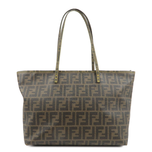 Fendi Tote Bag Zucca Print PVC d Black Brown Logo