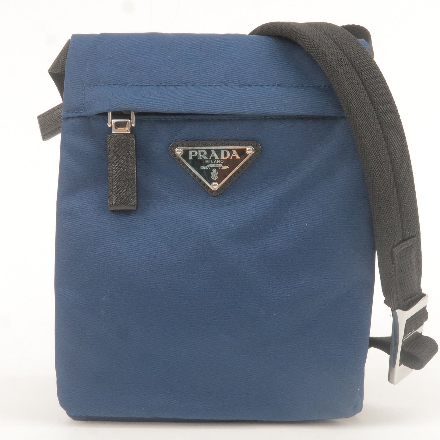 Prada Prada Nylon Leather Shoulder Bag Purse Blue Black