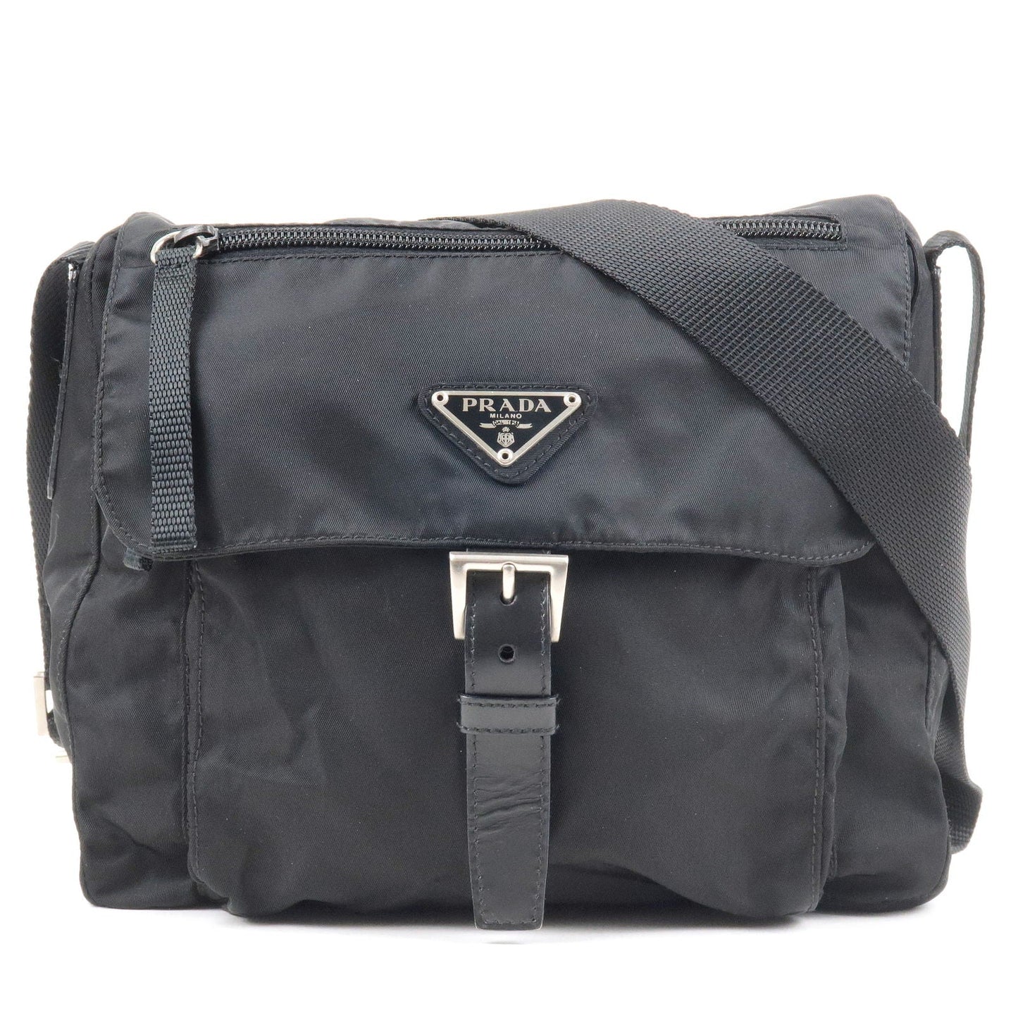 Prada Prada Logo Nylon Leather Shoulder Bag Black Noir B8994X 36676 17