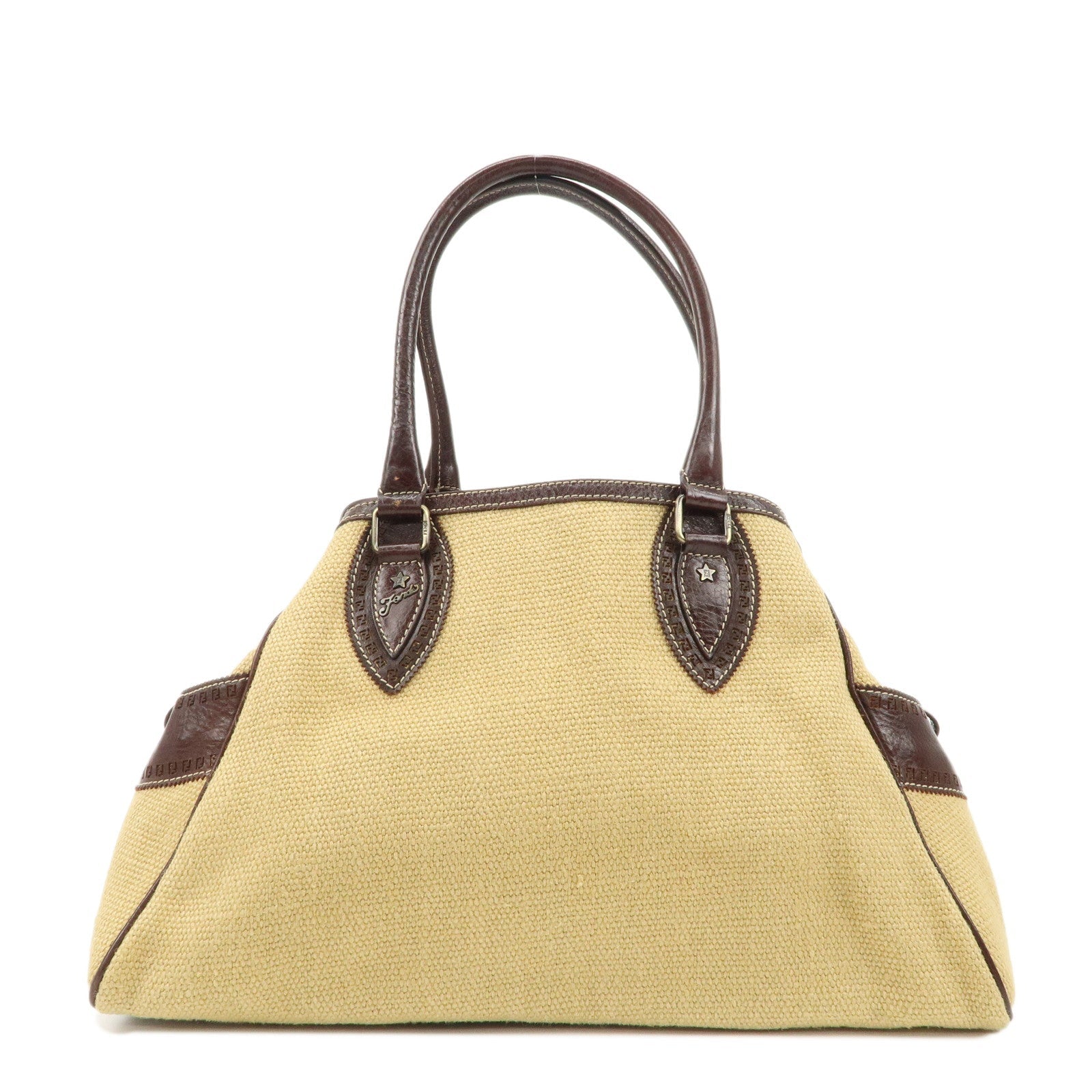 Fendi Shoulder Bag Ethnico Zucca d Leather Canvas Brown