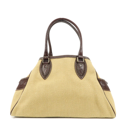 Fendi Shoulder Bag Ethnico Zucca d Leather Canvas Brown