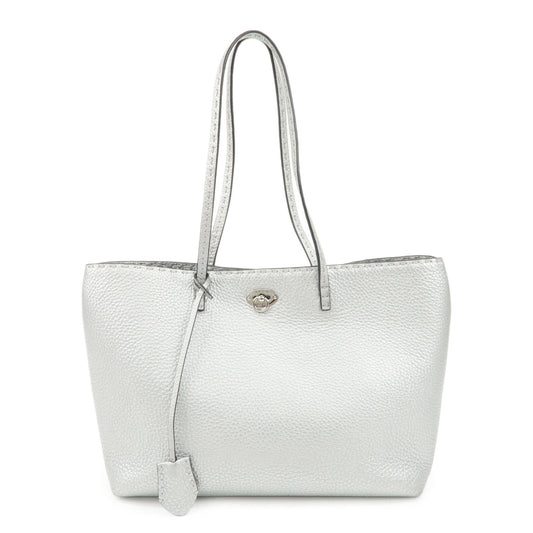 Fendi Tote Bag Selleria Carla d Leather Silver Small