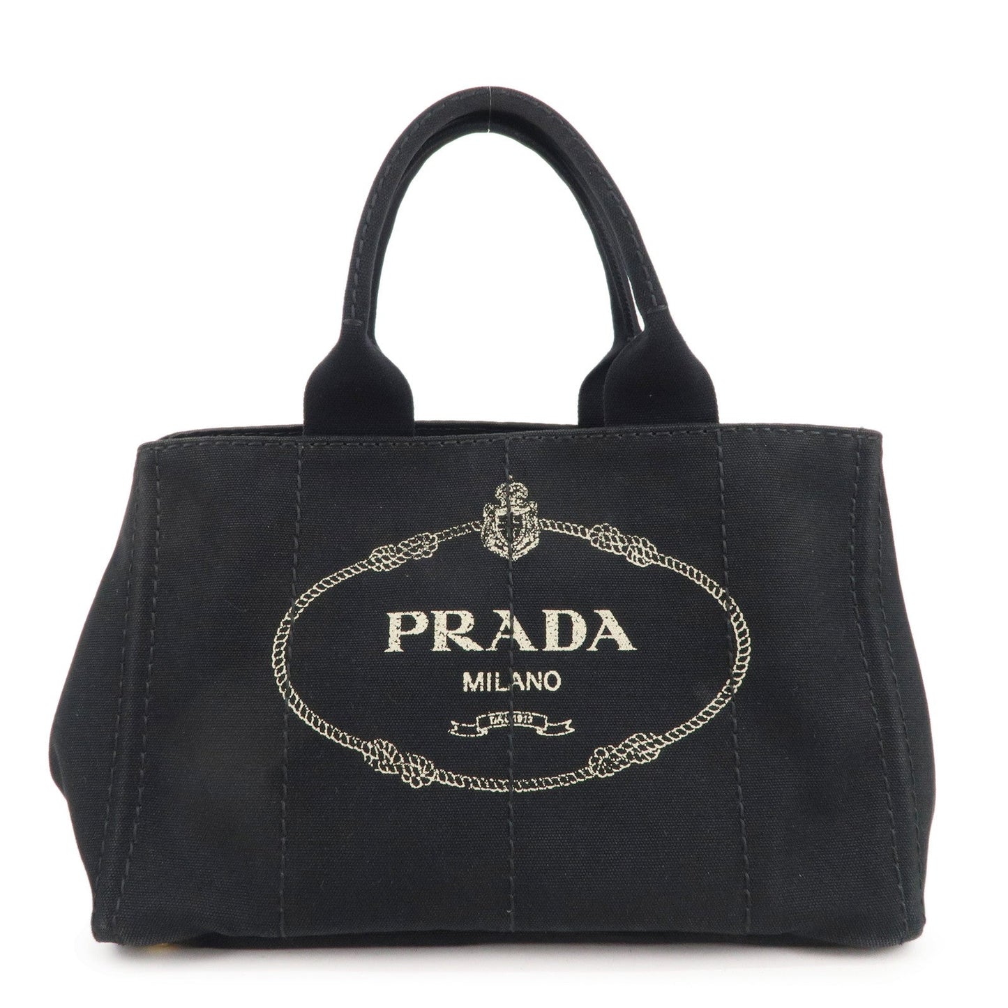 Prada Prada Canapa Canvas Tote Bag Hand Bag Black