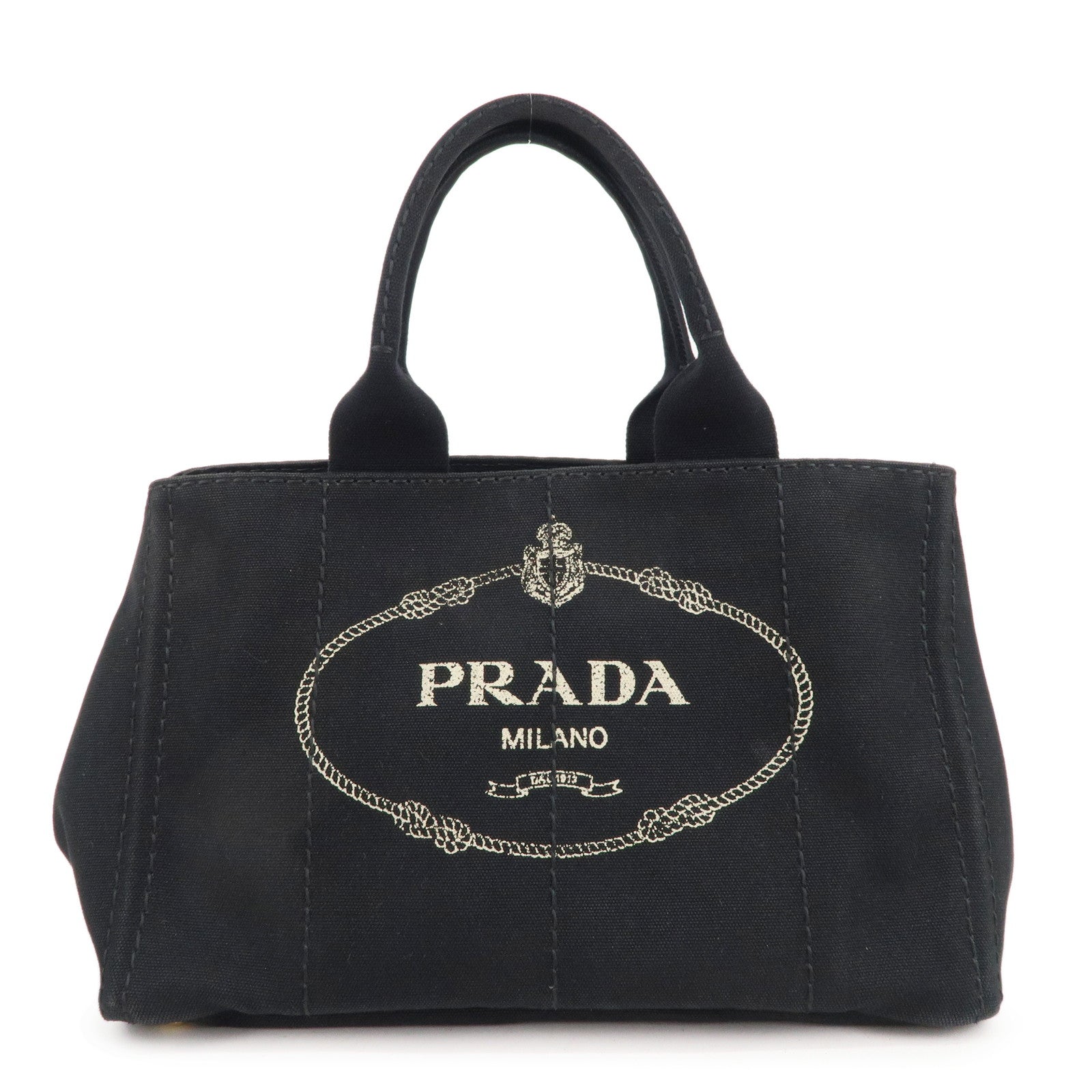 Prada Prada Canapa Canvas Tote Bag Hand Bag Black