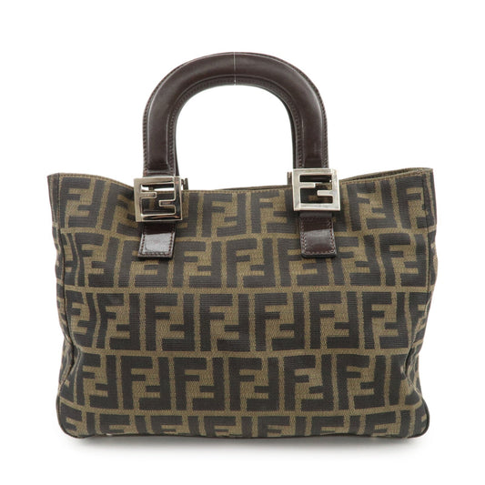 Fendi Tote Bag Zucca d 2 Leather Canvas Black