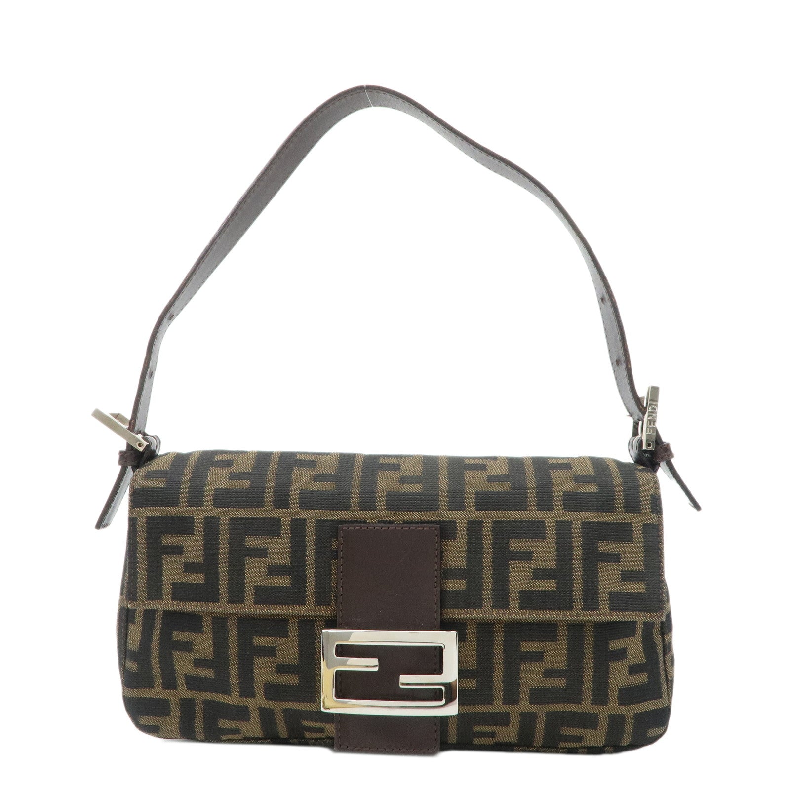 Fendi Shoulder Bag Mamma Baguette Zucca d 4 Leather Canvas