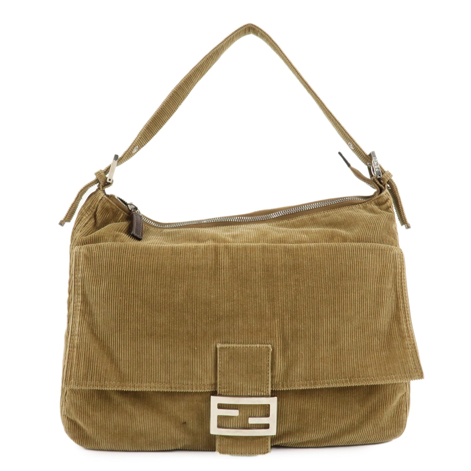 Fendi Shoulder Bag Corduroy Hand Bag d Brown