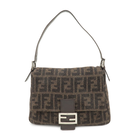 Fendi Shoulder Bag Mamma Baguette Zucca Wool d Leather
