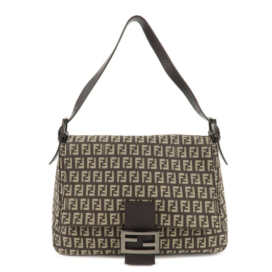 Fendi Shoulder Bag Mamma Zucchino d Leather Canvas Bucket