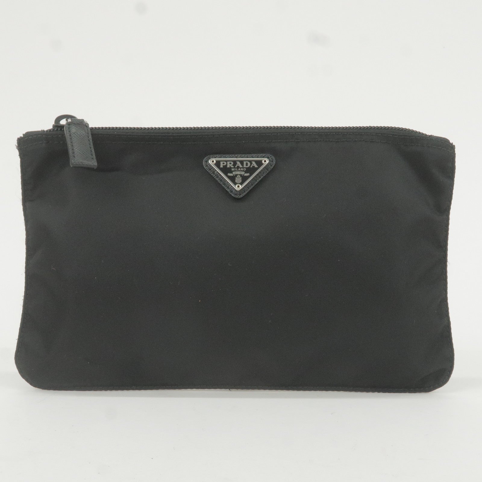Prada Prada Logo Nylon Leather Pouch Clutch Cosmetic Bag Clutch Bag
