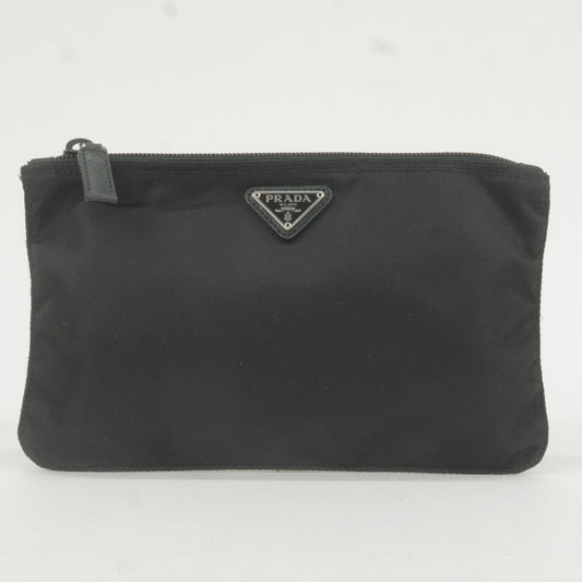 Prada Prada Logo Nylon Leather Pouch Clutch Cosmetic Bag Clutch Bag