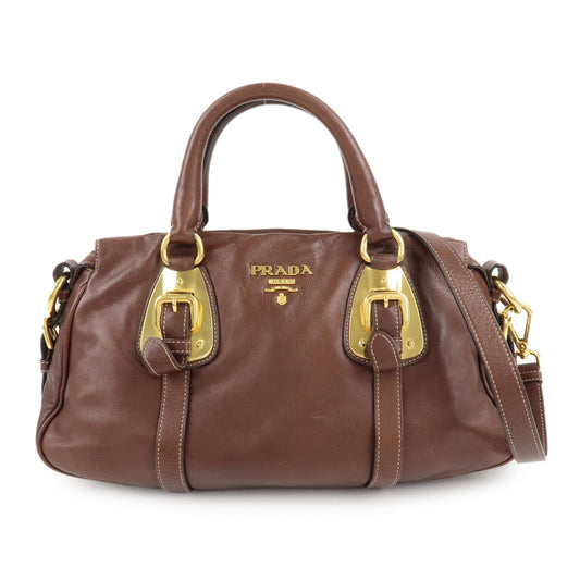 Prada Shoulder Bag 2Way Bag Hand Bag d 6 Leather Brown