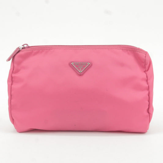 Prada Prada Nylon Leather Cosmetic Pouch Clutch Bag Pink